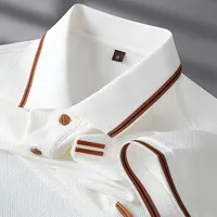 Nuevo estilo, pantalón corto informal de verano con cuello vuelto, camiseta de manga corta con cuello tipo Polo de negocios para hombre, camiseta a rayas con bloques de Color elegante