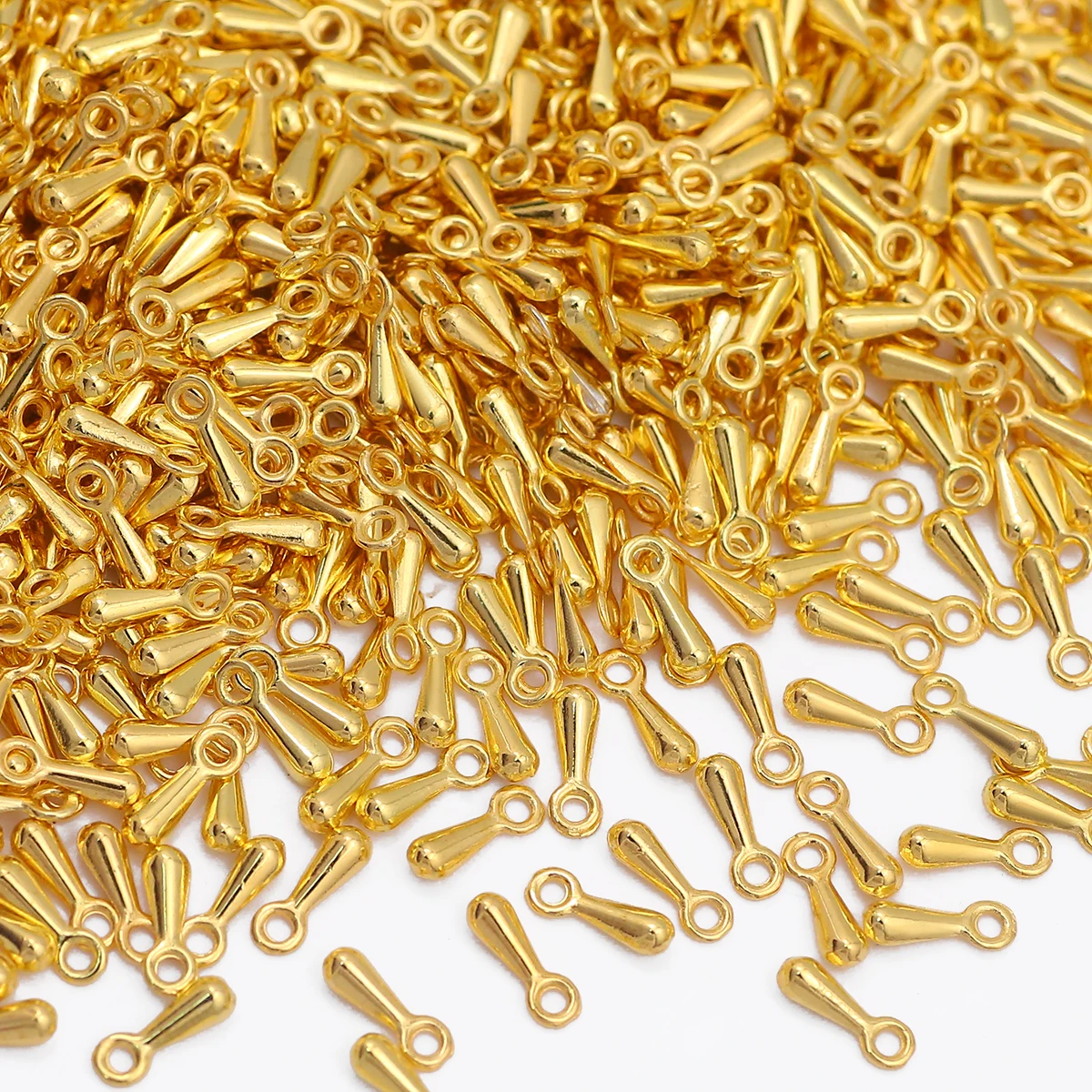 150 個メタリック鉄水滴ペンダントエンドビーズテールペンダントエクステンダーチェーンビーズジュエリー作成所見アクセサリー