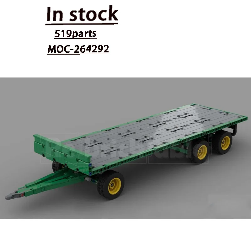 MOC-264292 New Urban Small Three-Axle Flatbed Trailer Building Block Model, 519 Pieces, Boys' Children Birthday Toy Gift