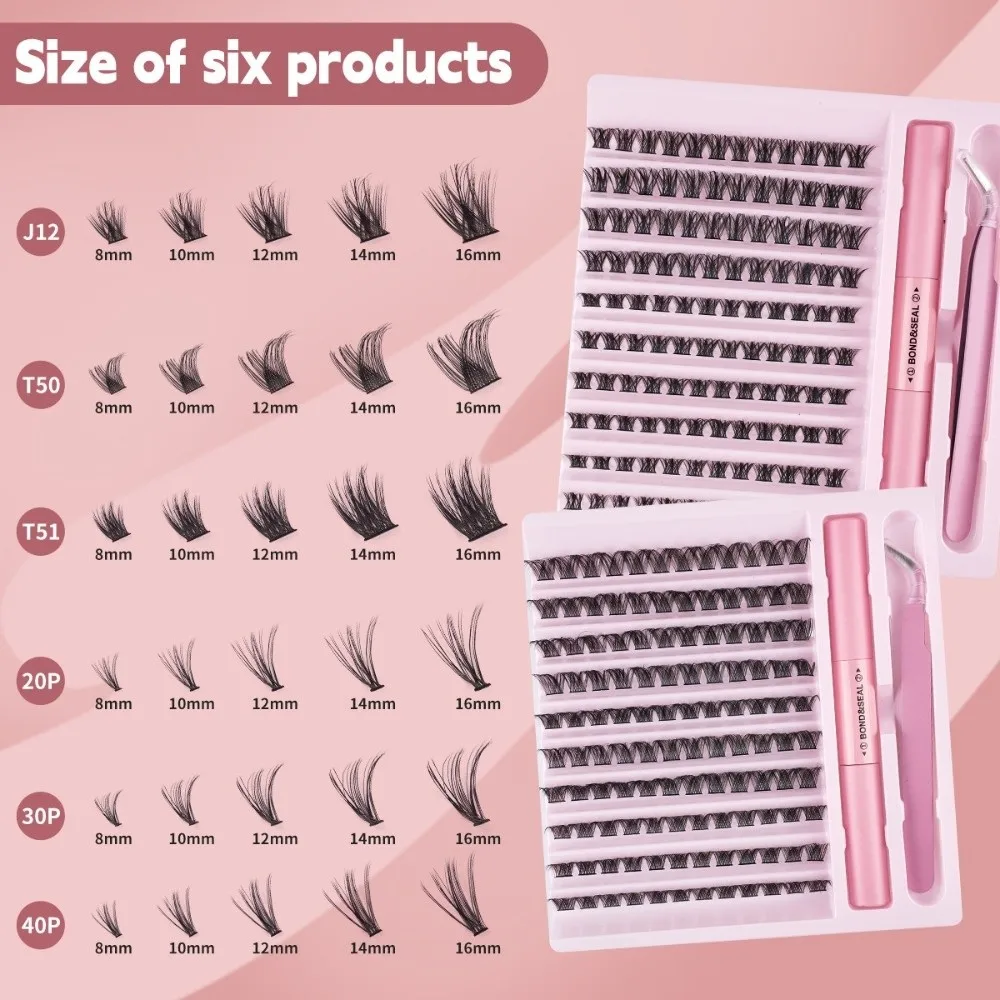 High Quality Bond and Seal False Eyelashes Wispy Style Natural Look Gluing Lashes Cluster Design DIY Lashes Extension