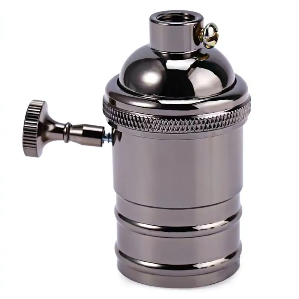 Vintage Style Aluminum E27 E26 Lamp Holder With Knob Switch Light Socket For DIY Home Pendant Wall Lamp Repair