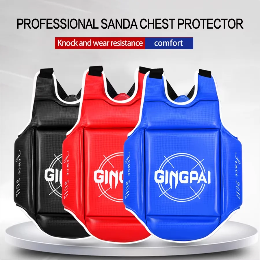 Thickened MMA Boxing Chest Protector Sanda Wrestling Chest Support Protective Gear Boxing Sparring Fighting Body Protector