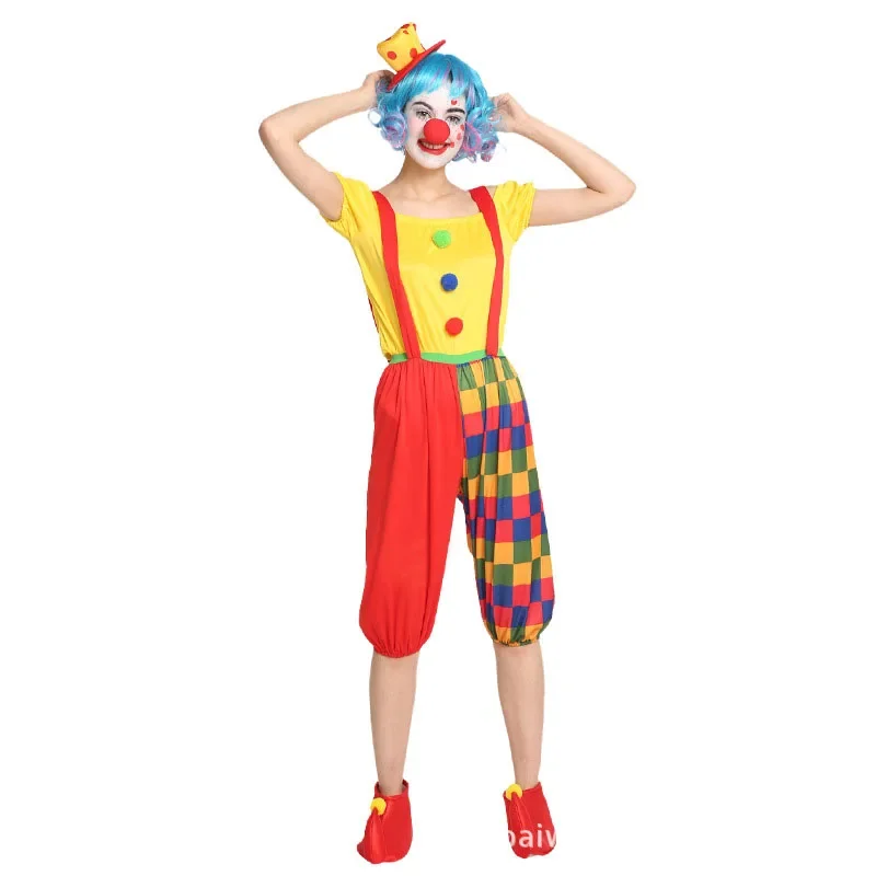 Vrouwen Mannen Grappige Gestippelde Clown Fancy Dress Halloween Cosplay Kerst Jumpsuit Party Volwassen Formaat Kostuums