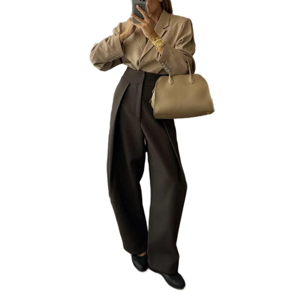 KONDALA Casual chique wijde pijpen broek dames kantoor dame zakken geplooide lange broek mode 2026 lente zomer streetwear broek - afbeelding 2