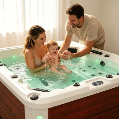 Luxury Hot Tub Spa Whirlpool Jacuzzi Massage Bathtub Hydrotherapy Acrylic 5 Person Outdoor Balboa Control 52 Jets Waterfall