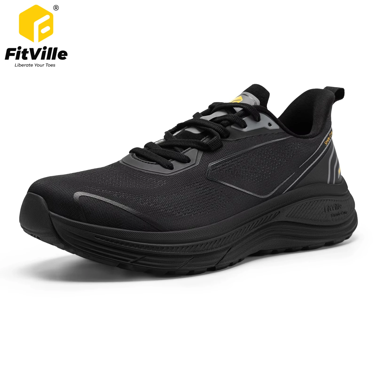 FitVille Men's Sports Sneakers Wide Toe Cushioning Jogging Shoes for Men Breathable Casual Walking Running Shoes Comfortable