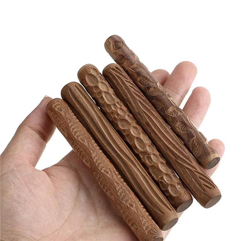 

Y50A-10 Pcs Pottery Tools Wood Hand Rollers,For Clay Stamp Pattern/Roller Pattern, Tools,Arcilla Polimerica Dab Tool