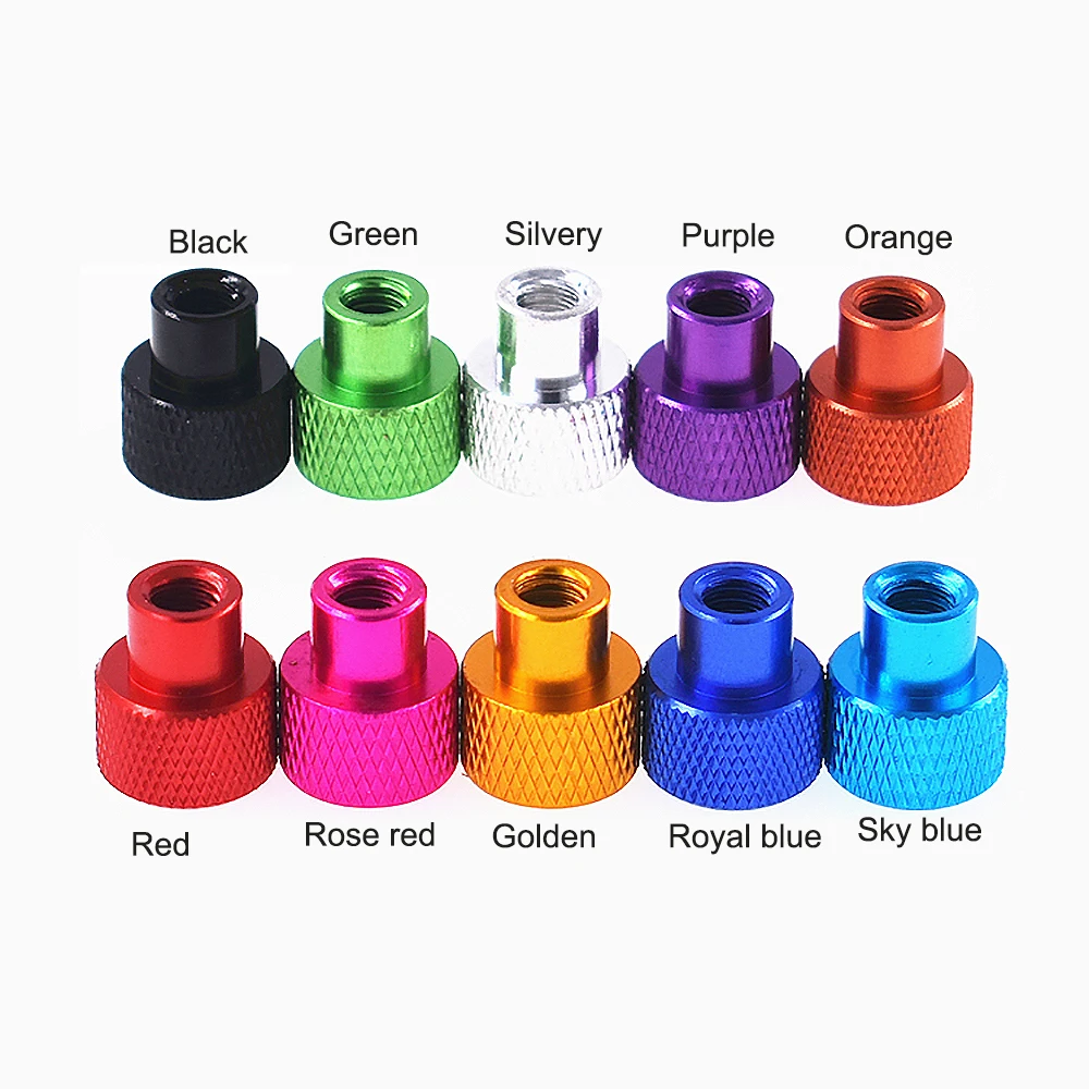 Colourful Through Hole Nut UNC 6#-32 1/4-20 3/8-16 Aluminium Alloy Knurled Thumb Nuts Hand Grip Knob Step Nuts