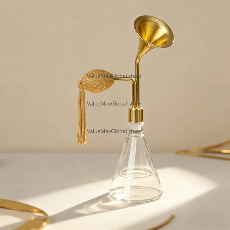 High End 80ml 300ml Clear Brass Double Glass Perfume Display Bottle for Salon - Elegant Aesthetic Fragrance Container