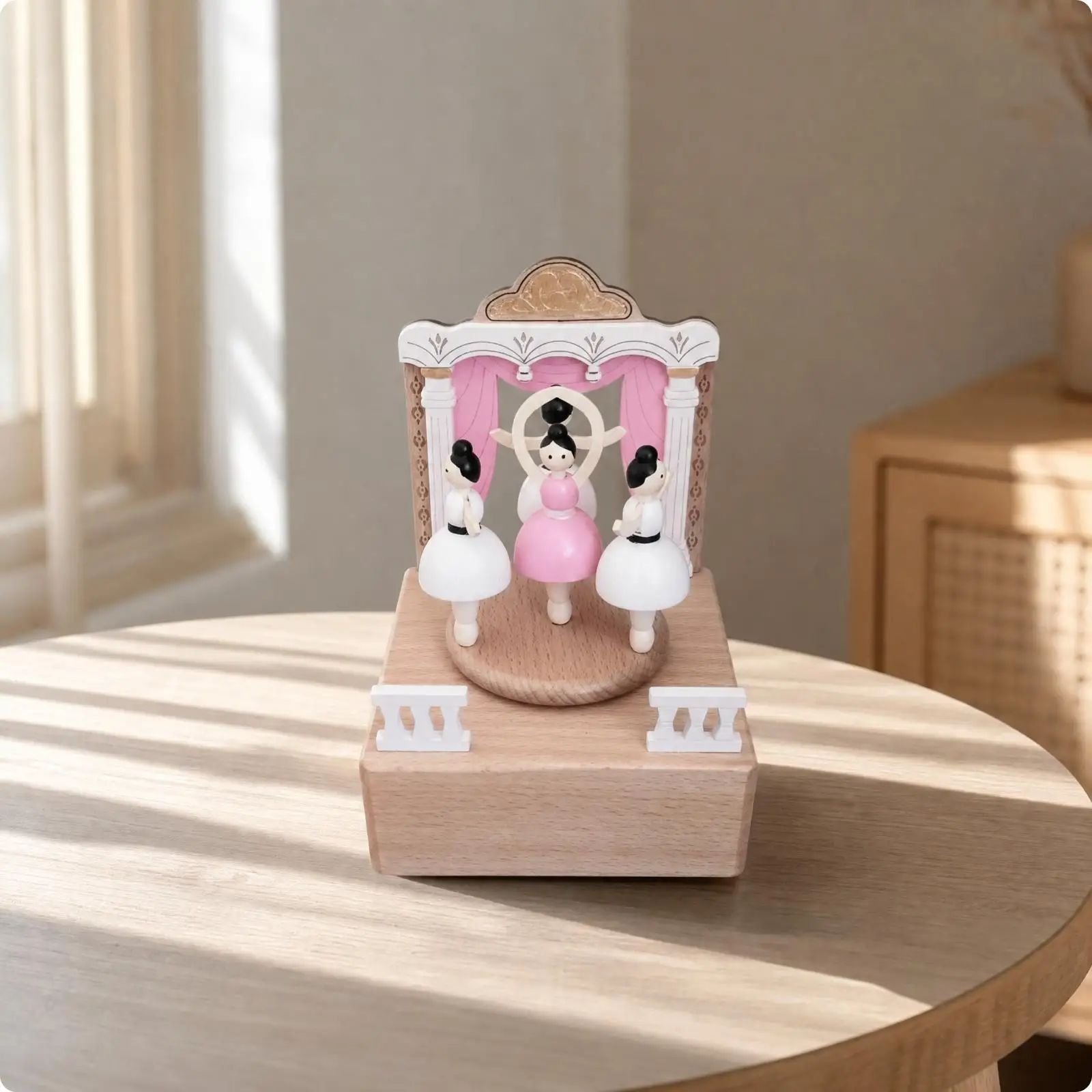 Ballet Stage Display Tune Box Pink for Bedroom, Dressing Area