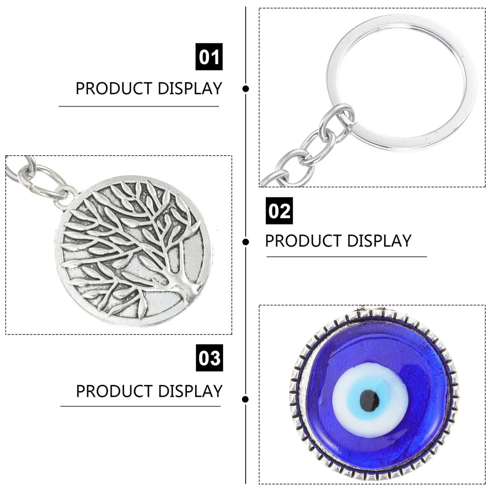 2Pcs Premium Alloy Blue Evil Eye Keyring Pendants Islamic Style Key Ornament for Easy Key Management Mysterious Decor Lucky
