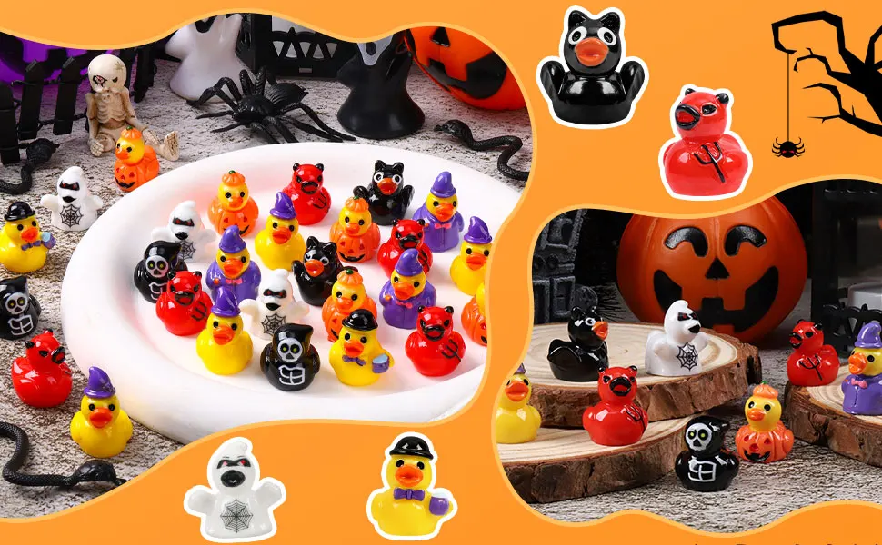 10/60 Stück Mini-Entenfiguren aus Kunstharz, Versteckspiel-Set, Miniatur-Dekoration für Halloween-Partygeschenke, DIY-Feiertagsdekoration, Geschenke – Detail 3