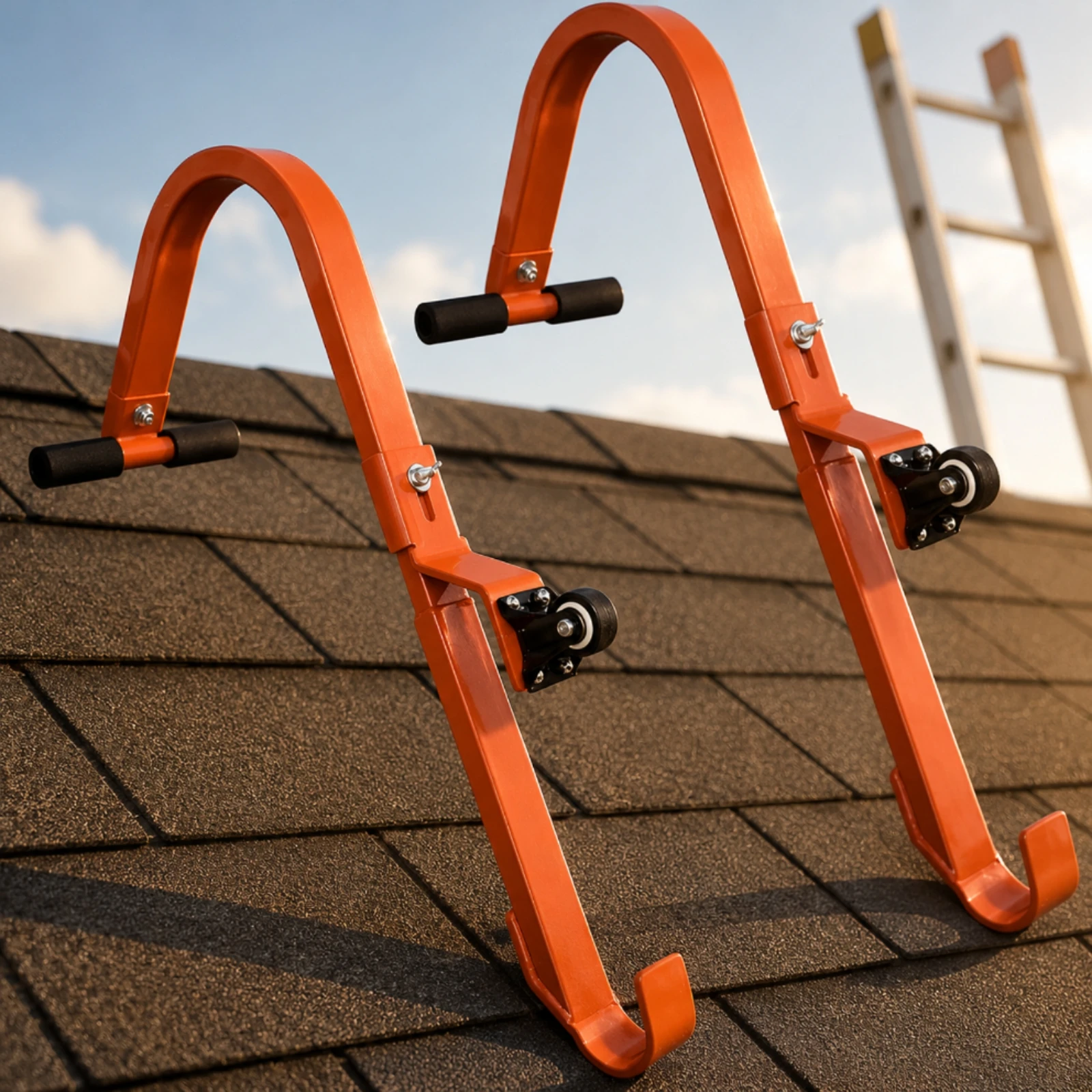 Ladder Hook Stabilizer Steel Construction Stabilizing Rod Ladder Hook Tool Support Adjustable Bracket for Roof Work