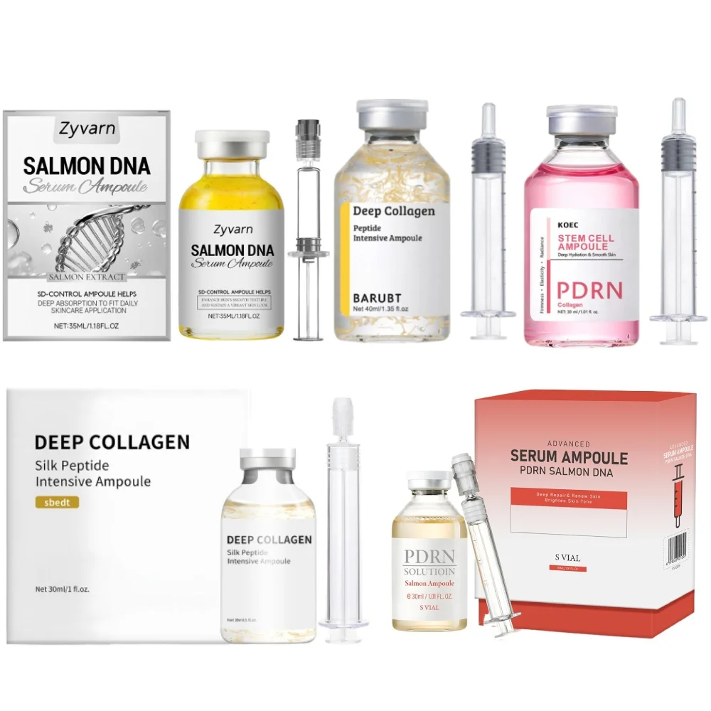 Ampolla Reafirmante con PDRN, ADN de Salmón y Péptidos de Seda, Esencia Revitalizante de Colágeno, Ilumina el Tono, Fortalece la Barrera Cutánea, Sérum Reafirmante