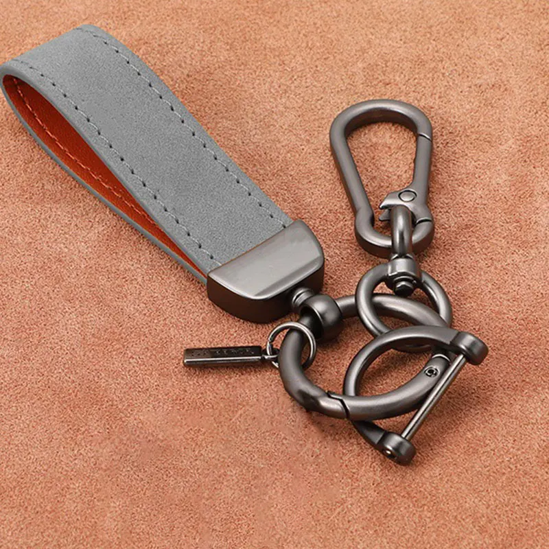 Retro Handgefertigter Leder-Autoschlüsselanhänger für Männer und Frauen Einfacher Rindsleder-Schlüsselring Modisches Unisex-Geschäftsaccessoire Langlebiger Schlüsselhalter – Detail 7