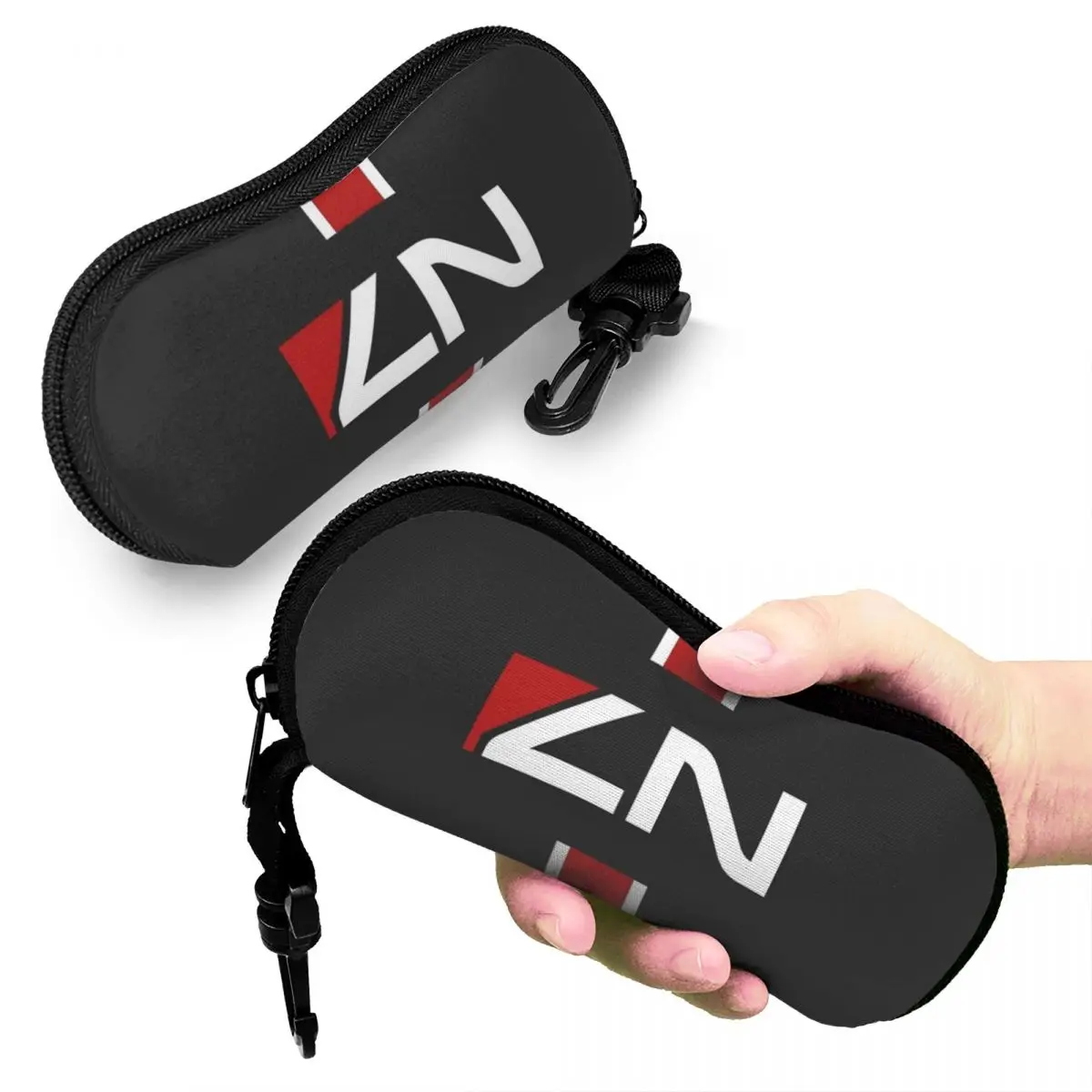 

N7 Emblem, Mass Effect Shell Glasses Case Portable Sunglasses Box Women Men Soft Eyeglass Bag Pouch