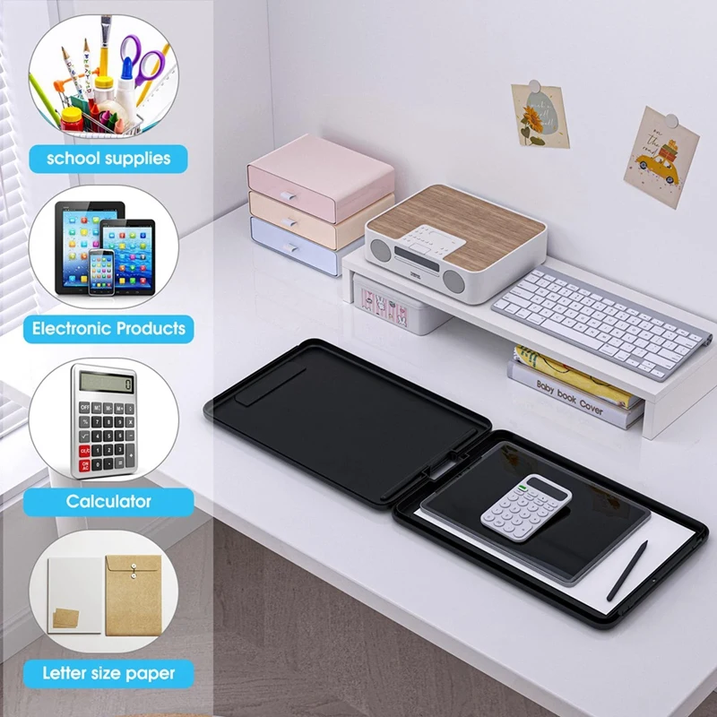 クリップボード ストレージ付き 6個セット、8.5 X 11インチ ストレージクリップボード、ロープロファイルクリップ付き、オフィス学用品用