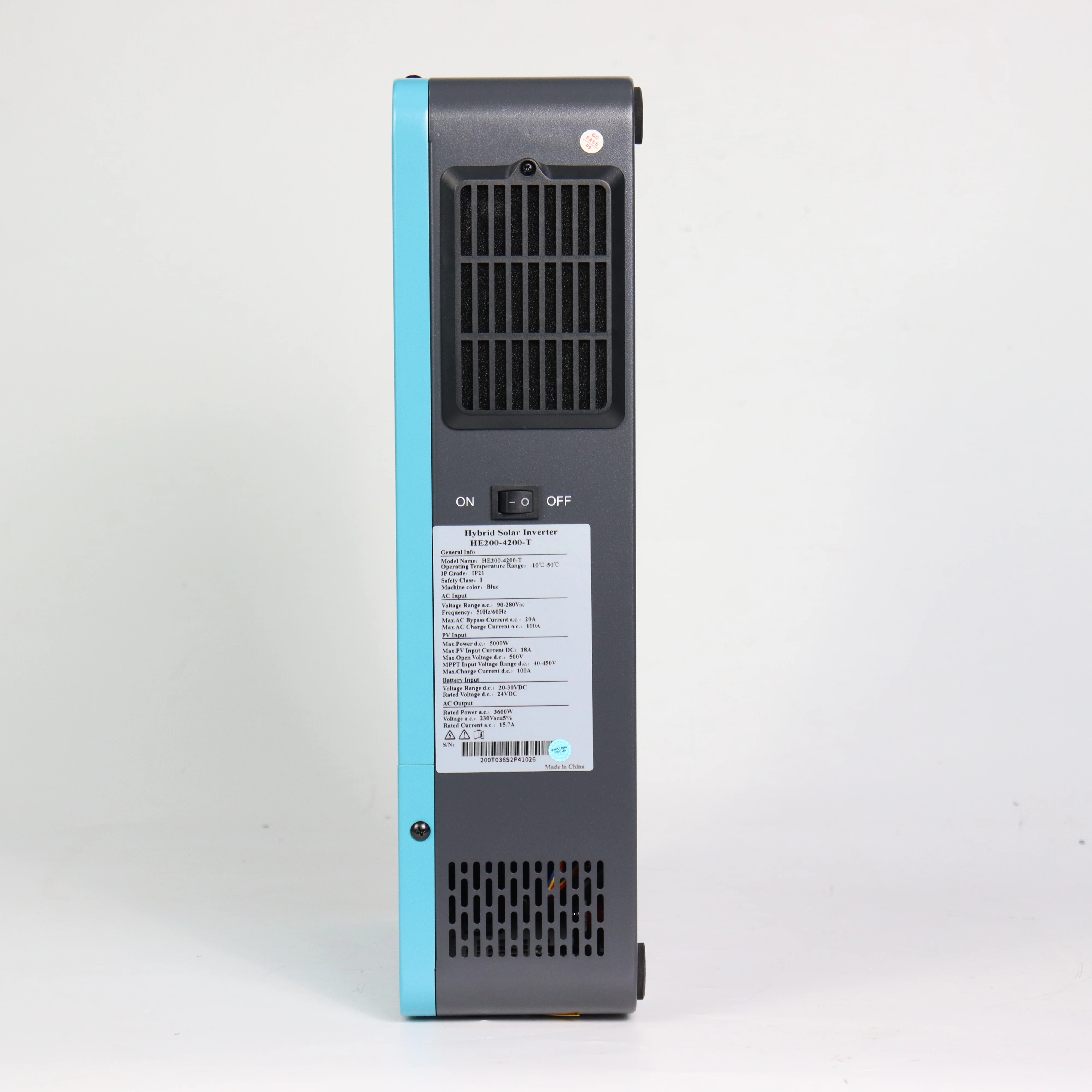 HE200 220V Hybrid Solar Inverter 3.6kW 24V On-Off Grid Dual Pure Sine Wave MPPT Inverter IP21 98% Efficiency LCD Display - view 4