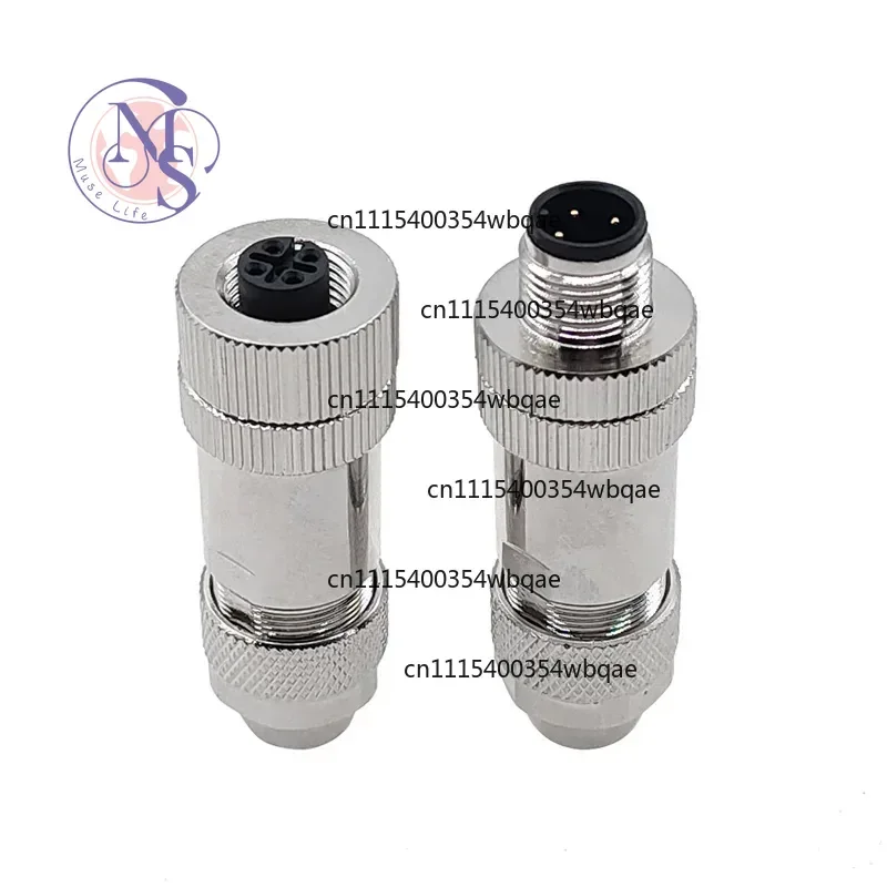 ZOCI-M12 A Type Sensor Connector, Male Female Shielded Metal Plug 4/5/8Pin Threaded Coupling
