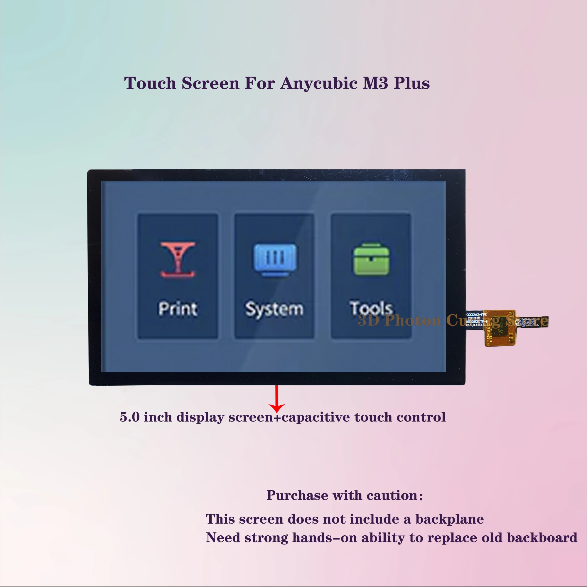 

Touch Screen For Anycubic M3 Plus 5.0 inch display screen capacitive touch control 9.25-inch lcd 3d printer Accessories and part