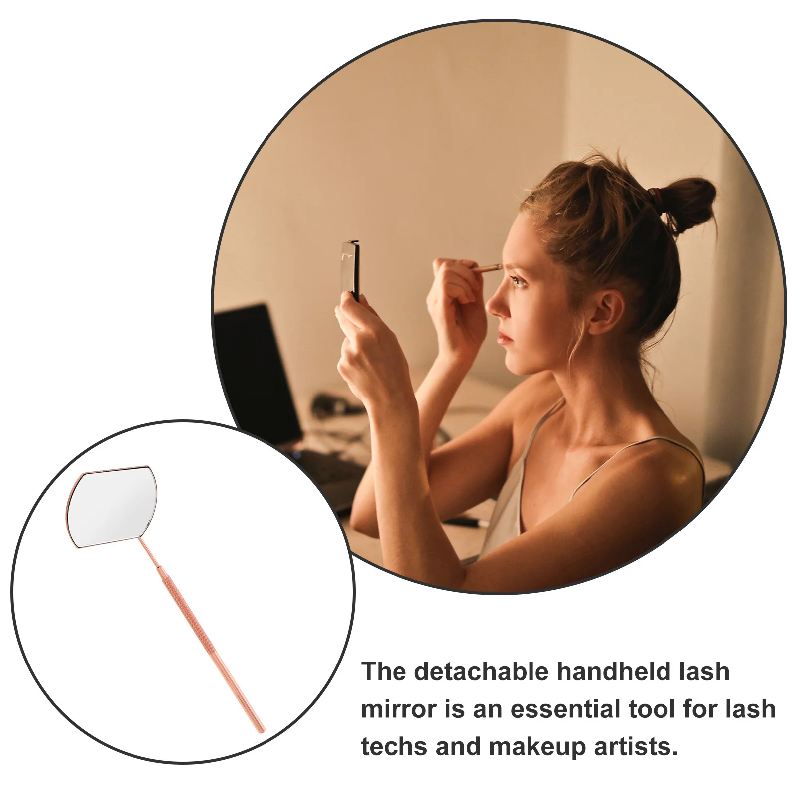 Miroir à cils détachable en acier inoxydable, outil de technologie de cils Portable pour Extensions de cils, maquillage de faux cils