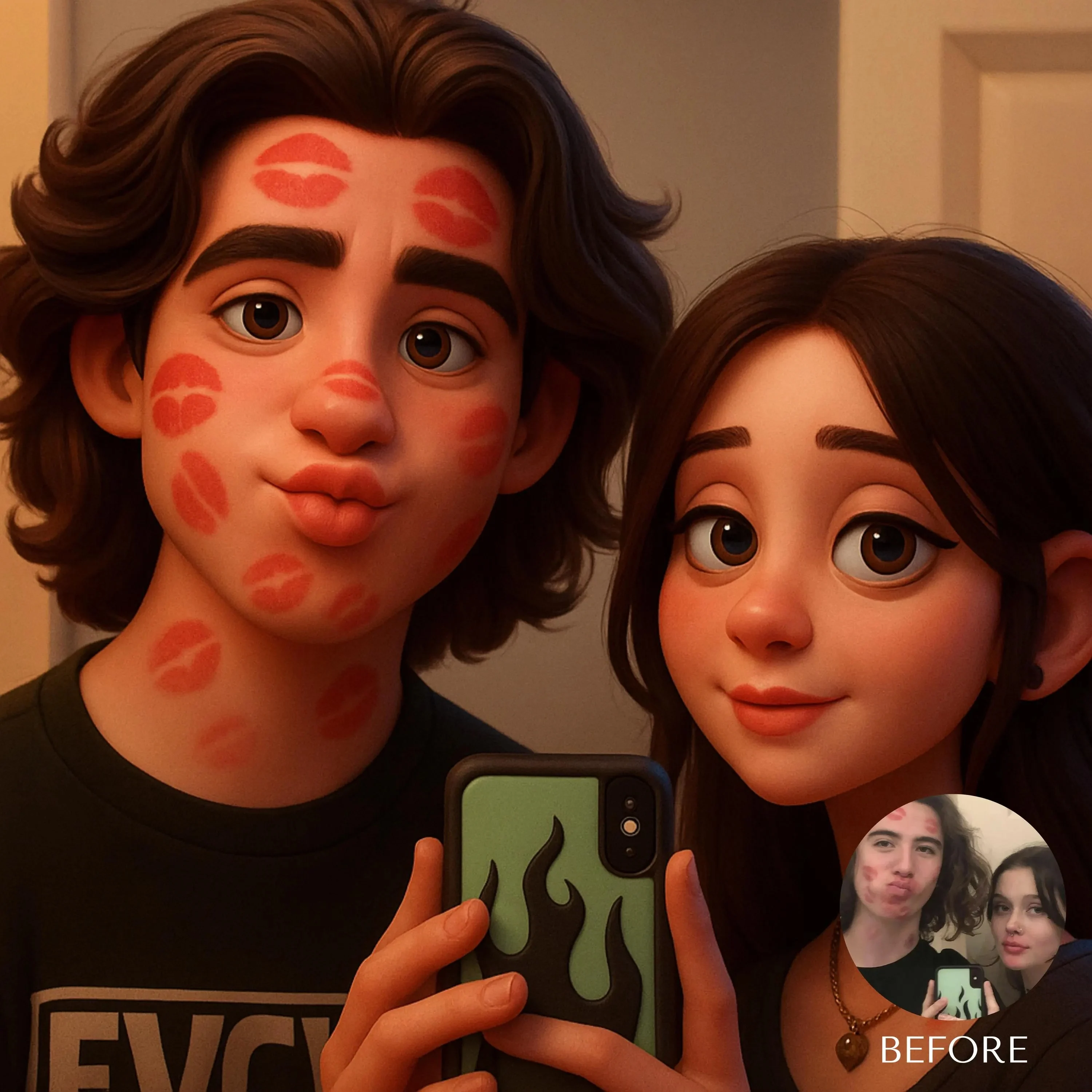 Custom 3D Cartoon Style Portrait from Photo Personalized Cartoon Christmas Gift for Couples Family Kids Unique Wall Art Poster