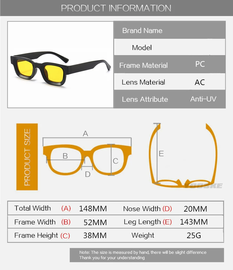 Kleine Rahmen Sonnenbrille Männer Frauen Vintage Quadrat Sonnenbrille Marke Designer Konkaven Spiegel Schwarz Brillen Shades UV400 – Detail 5
