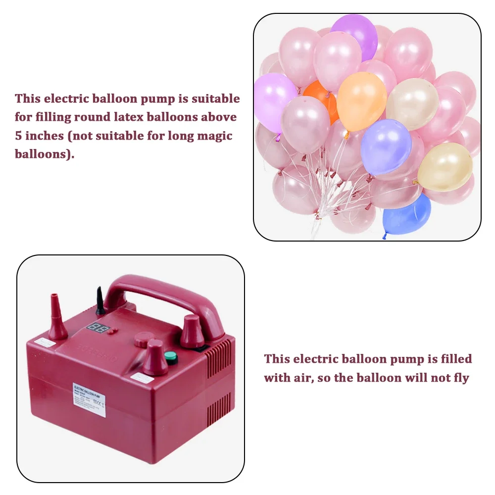 Elektrische Ballongebläsepumpe, rosaroter Ballon-Luftpumpe mit zwei Düsen, 220 V, 800 W, mit 2 Aufblasdüsen zur Dekoration – Detail 10