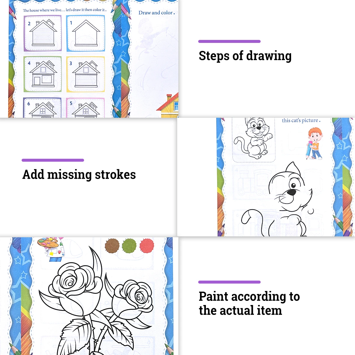 Draw And Color Baby Painting Coloring Book Simple Picture Books Children\'s Educational Painting Tools Kindergarten Graffiti Gift