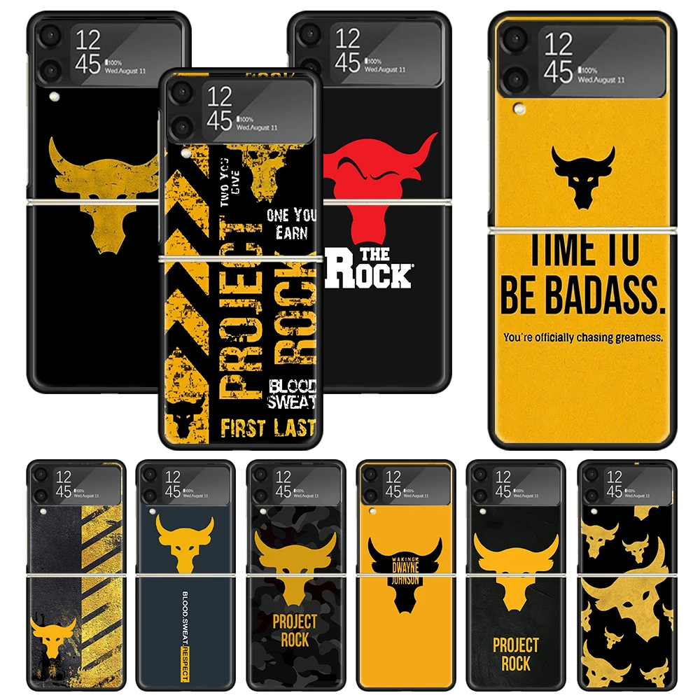 The Rock Dwayne Johnson ua Print Case For Samsung Galaxy Z Flip 3 4 5 5G Black Hard Cell Phone Shell ZFlip3 Flip4 Flip5 Pattern