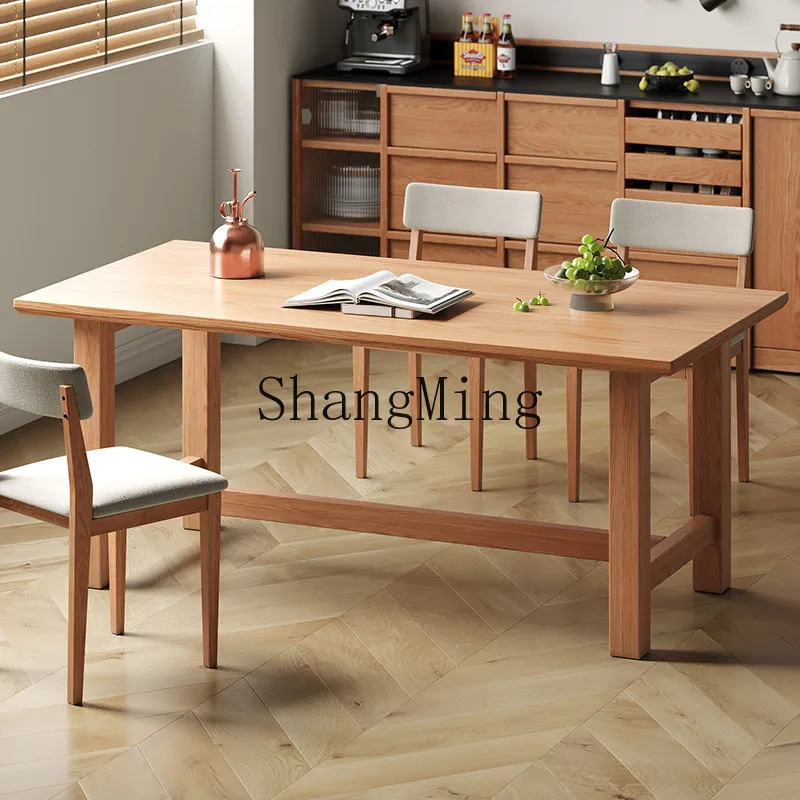 

SM all solid wood dining table four chairs combination rectangular negotiation large board table log wind dining table