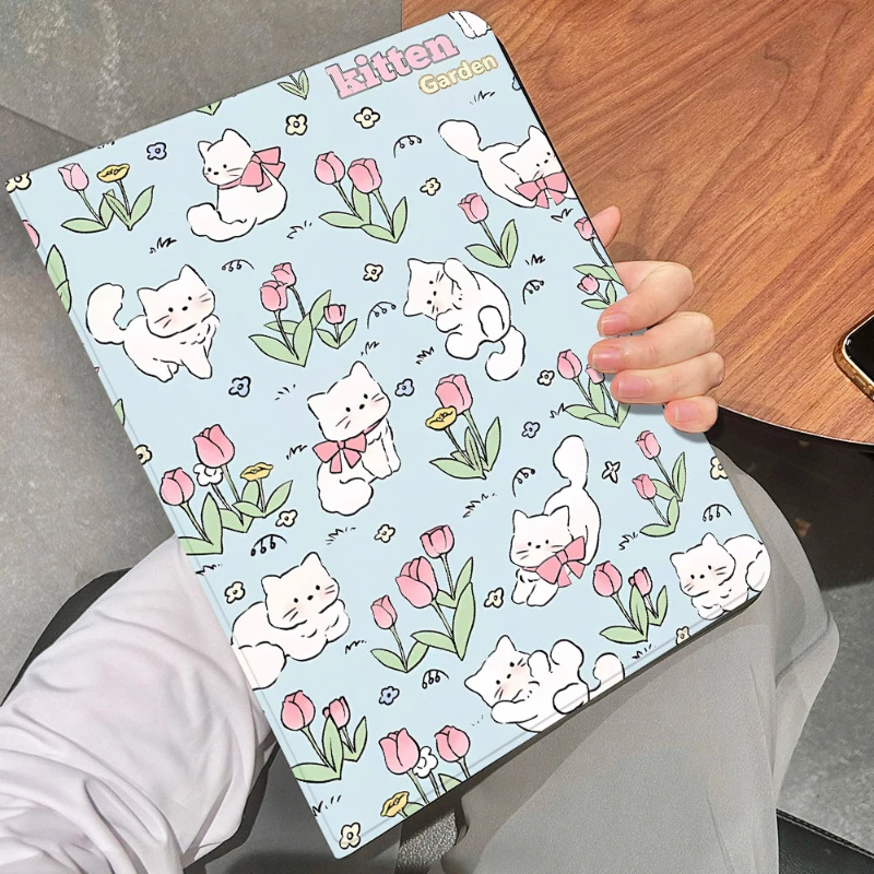 Kitten Flower for IPad Air 6 Case IPad 10th Funda Air 5th 4th 10.9 2020 Pro 11 IPad 10.2 7th 9th 8th with Pencil Holder Cover