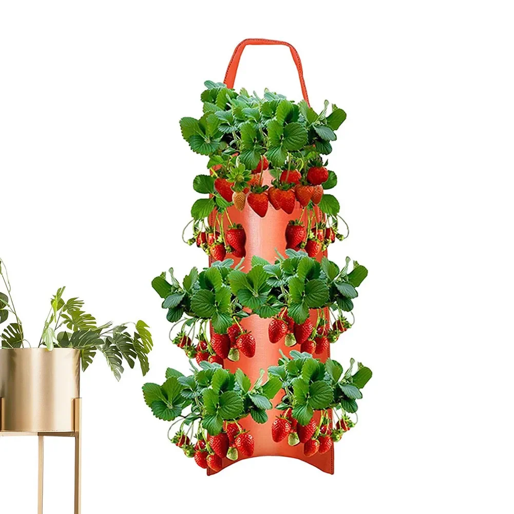 

Breathable Canvas Upside Down Tomato Strawberry Plant Flower Plant Grow Bag, Hang Grow Bags, Good Permeability, 8 Holes