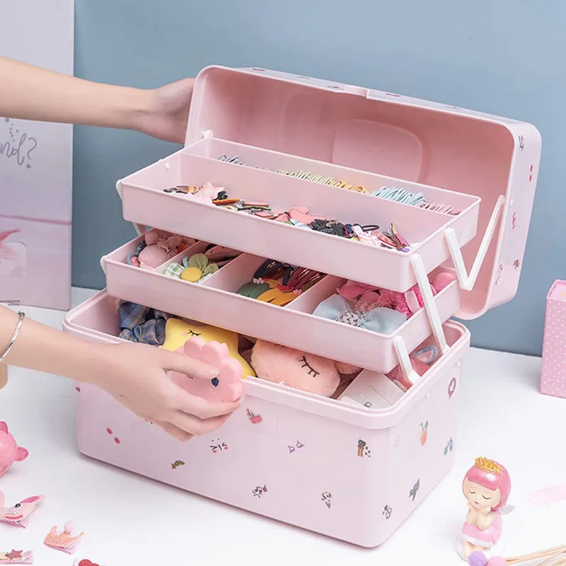 Portable Hair Accessories Storage Box Baby Head Rope Hairpin Rubber Band Dressing Jewelry Case Bedroom Organizer