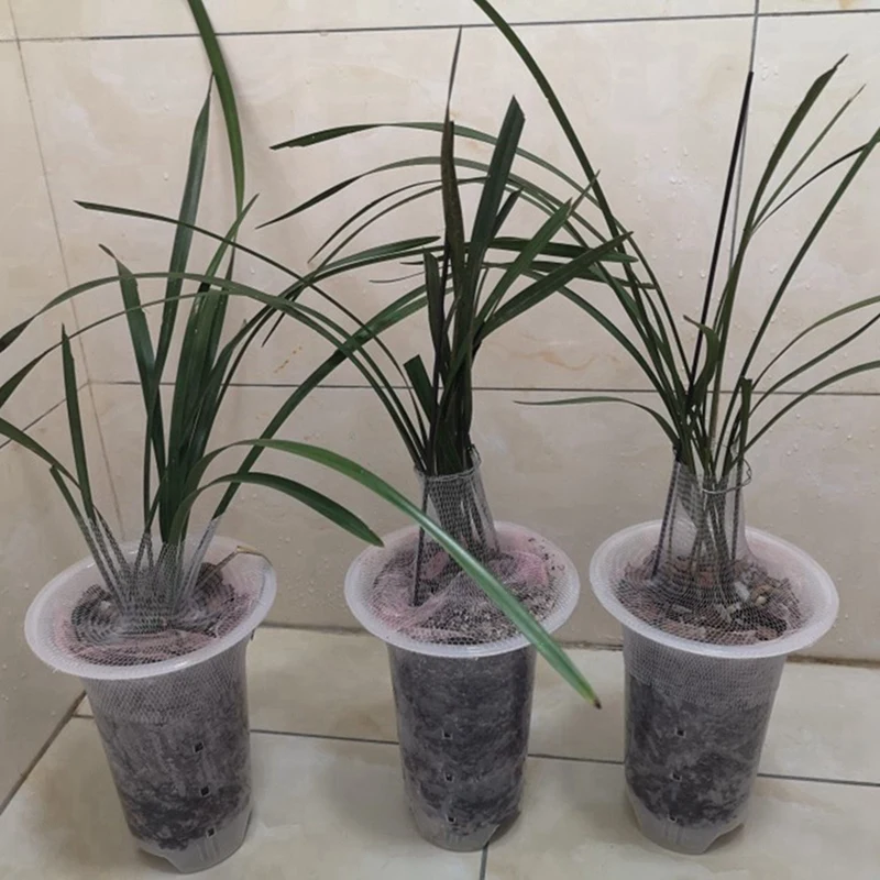 Pot bunga bening 5 inci 24 buah, Pot anggrek plastik dengan lubang Pot tanaman tinggi untuk dekorasi rumah, toko bunga