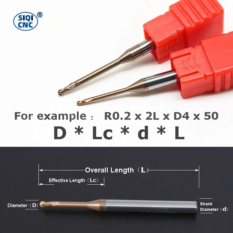 RIGTIP Deep Groove Ball End Mill 2 ขลุ่ย HRC55 Micro เส้นผ่านศูนย์กลาง CNC ยาวคอยาว Clearance R0.1 R0.15 R0.2 R0.3 R0.4 R0.5 R0.75