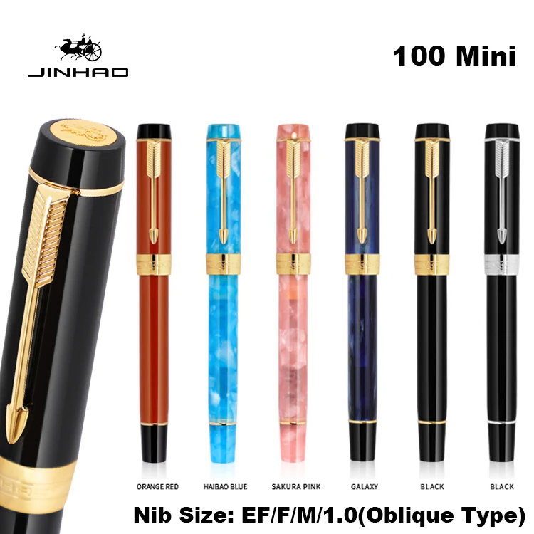 jinhao 100 mini caneta tinteiro resina multicolorida canetas de luxo ef f m 10 mm ponta extra fina escrita escritorio escola artigos de papelaria suprimentos 01