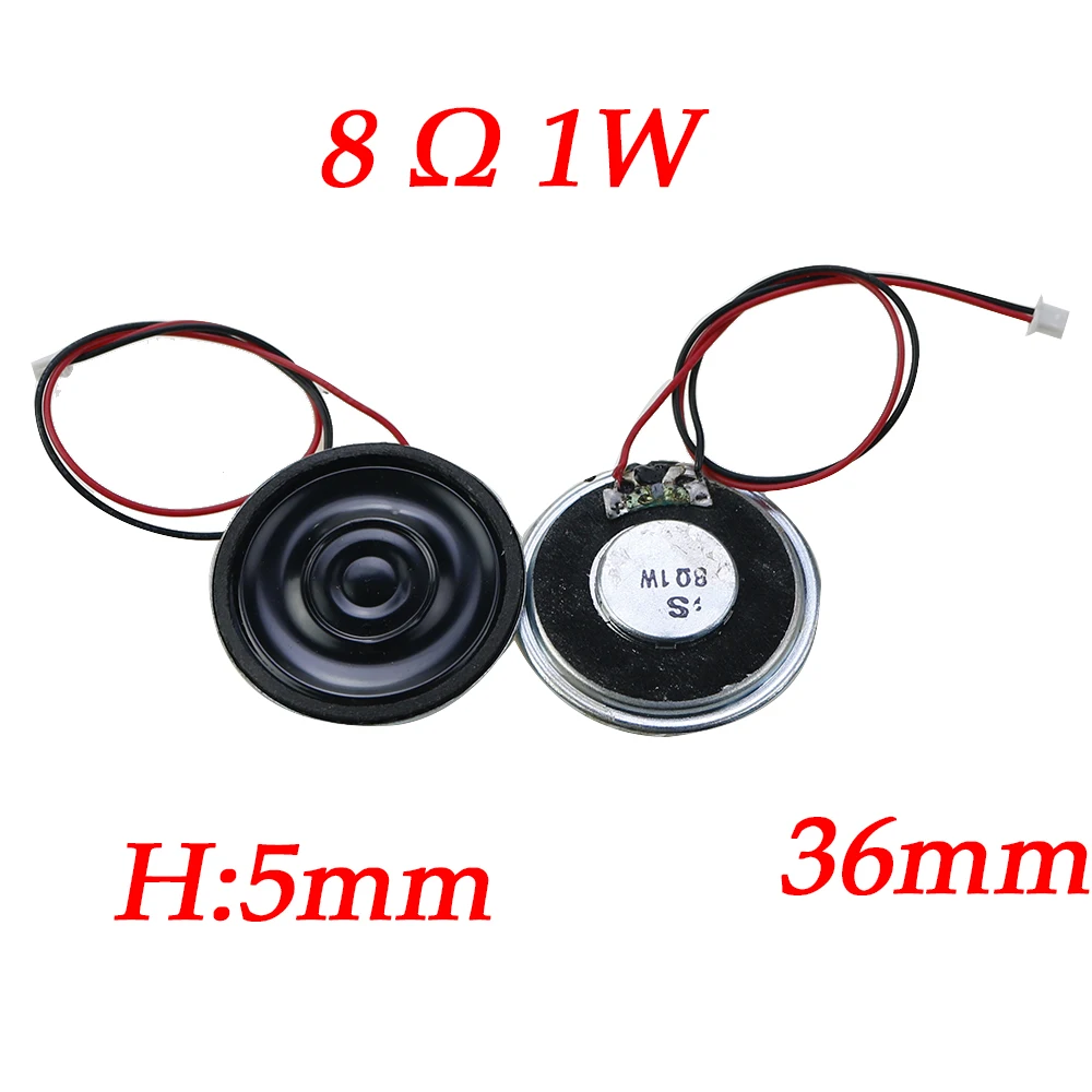 2-teiliger ultra dünner Lautsprecher 8 Ohm 2 Watt 2 W 8R Durchmesser 20mm 23mm, 28mm 36mm 40mm mit mx Kabel 1,25 Anschluss, Kabellänge 15cm