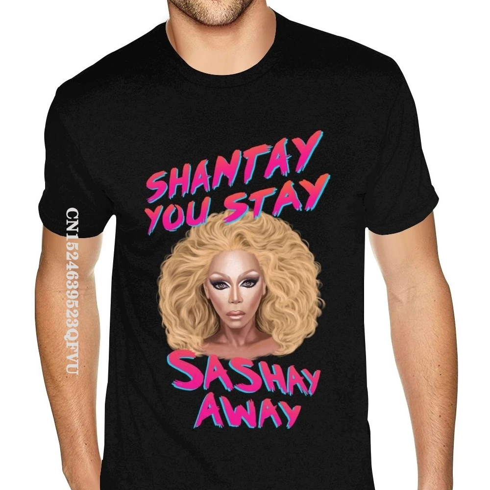 Geometric Rupaul Sashay Away T-Shirt Men Graphic Black Tshirt Family Casual T Shirt Cotton Tops T Shirt for Men Fashionable