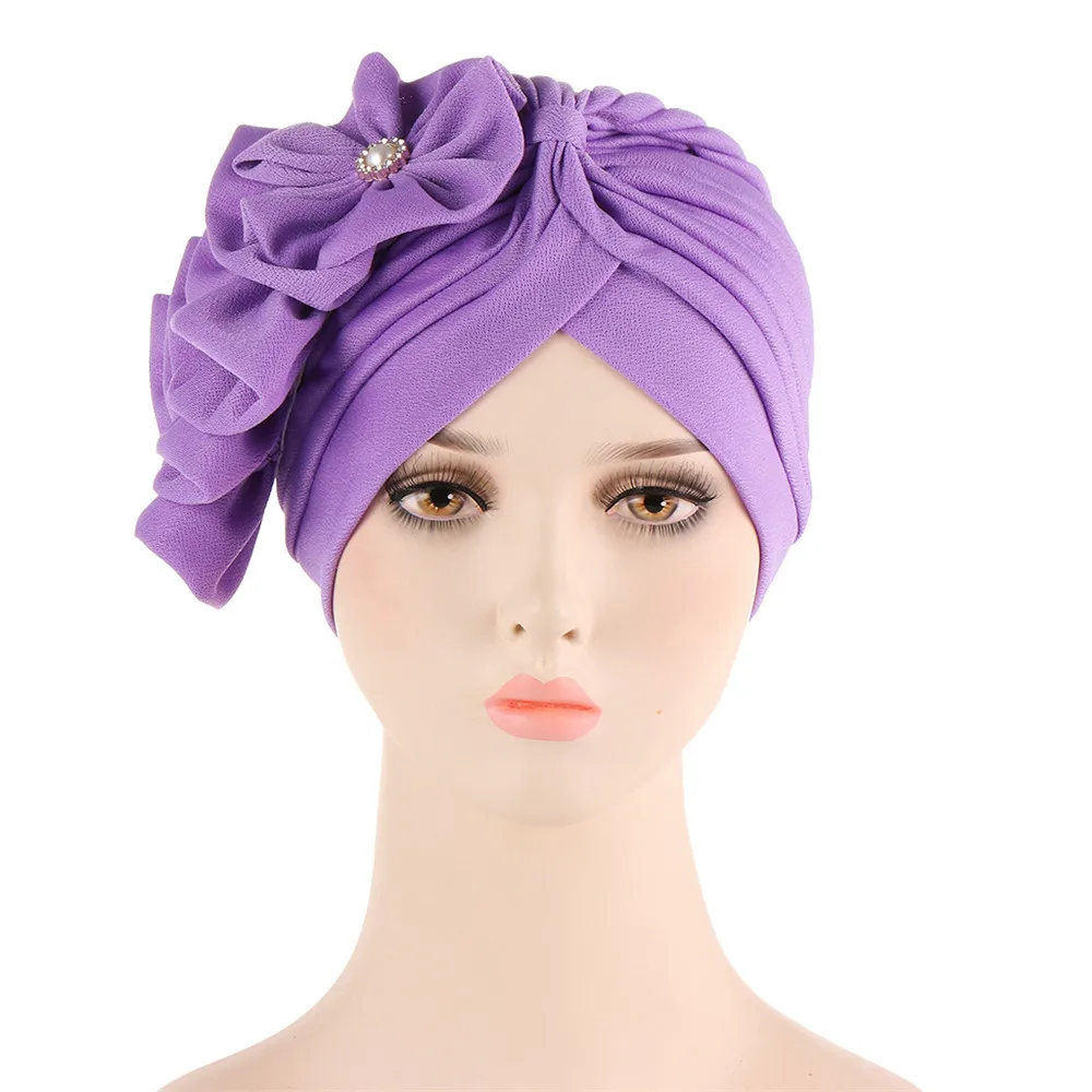 

Women Flower Turban Hair Loss Bonnet Muslim Inner Hat Chemo Cap Hijabs Canner Headscarf Female Head Wraps India Hat Beanie Cover