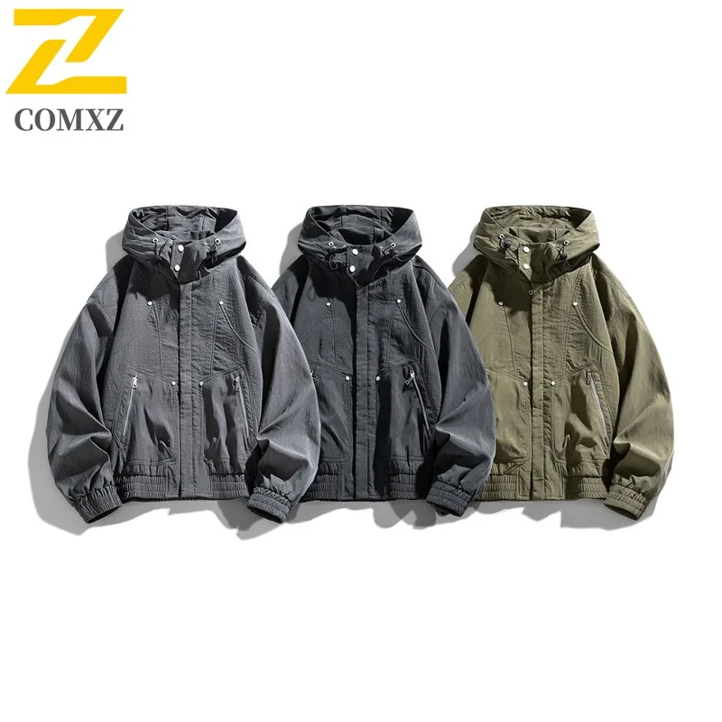 

COMXZ 2025 Men Women Couple Casual Hooded Jacket Autumn Trendy Loose Fit Versatile Lightweight Comfortable Coat