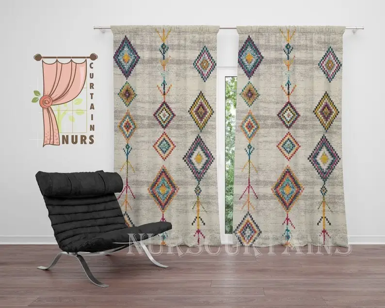 Tribal Aztec Curtain: Retro Geometric Blackout Curtain