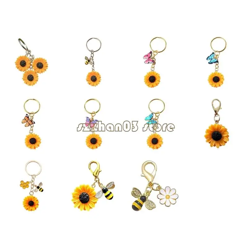 367C Lightweight Resin Flower Keychain Featuring Detailing For Daily Accessories