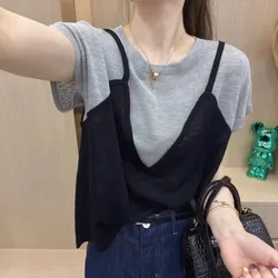 T Shirt for Women Short Sleeve Plain Summer Outfit Tops Woman Baggy Japanese Vintage Fashion Kpop Goth Clothing Korean Clothes