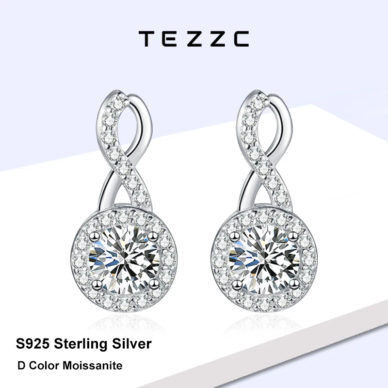 

Tezzc 5mm D Color Moissanite Hoop Earrings for Women Lab Diamond Earrings 925 Sterling Silver 18K White Gold Plated Fine Jewelry