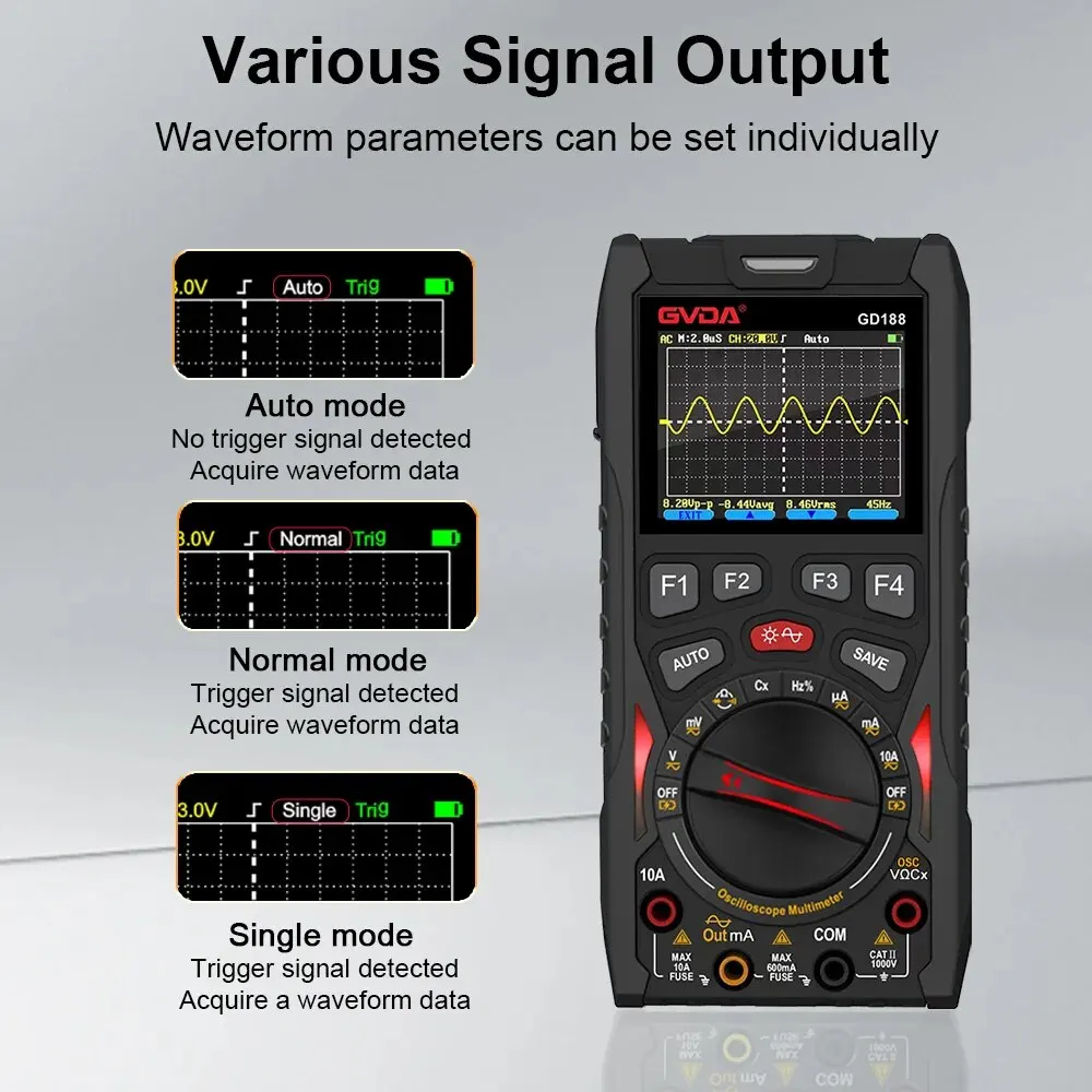 Oscyloskop cyfrowy GVDA 50MS/s częstotliwość próbkowania 12MHz analogowy multimetr szerokości pasma Tester generator sygnału z miejscem na przebieg