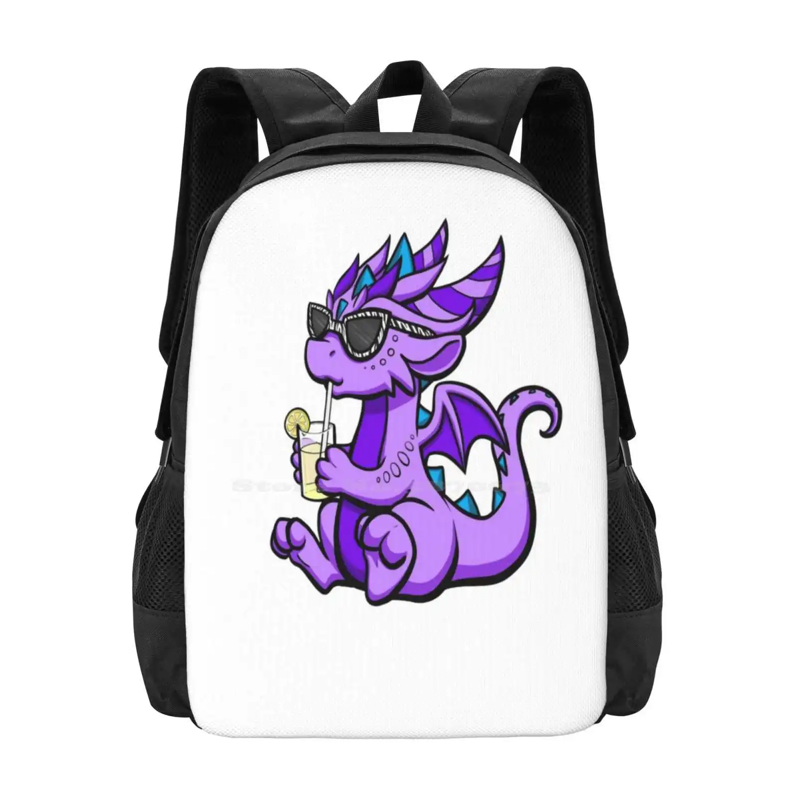 

Lemonade Dragon Hot Sale Schoolbag Backpack Fashion Bags Sand Cute Beach Sun Summer Fun Green Dragons And Cartoon Lemonade