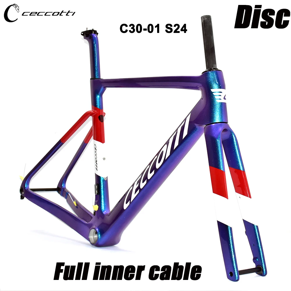 CECCOTTI Newest Model Carbon Frame  Road Bike Full Hidde Cable Design And T47BB Bicycle Frameset