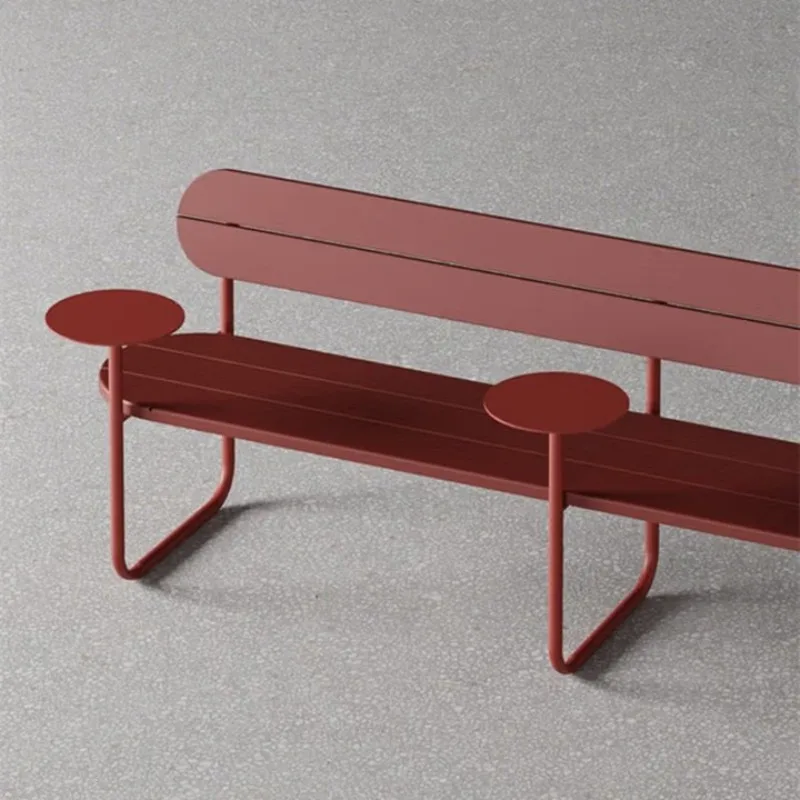 

Creative high-end outdoor courtyard terrace table and chair park coffee milk tea shop square wrought iron bench