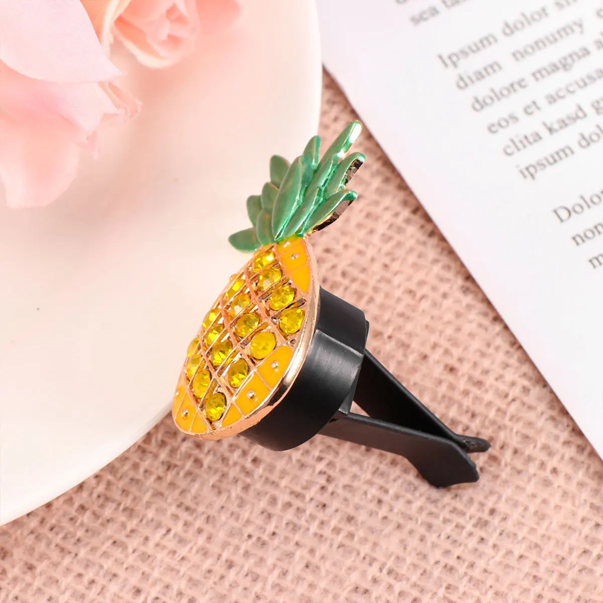 

Pineapple Shaped Rhinestone Car Perfume Clip Aromatherapy Vent Diffuser for Car Air Freshener Decor Accessory Vent Clip Charms